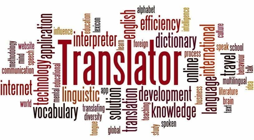 Translator word cloud: image symbolizes the search for a professional translator
