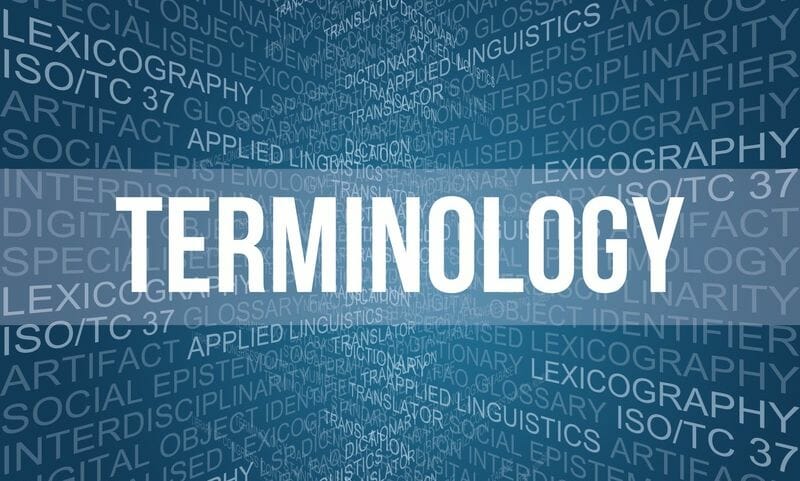 Terminology lettering on blue background: symbolizes SAP terminology