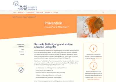 Frauennotruf Heidelberg: website copy, SEO and relaunch concept