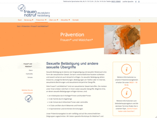 Frauennotruf Heidelberg: website copy, SEO and relaunch concept