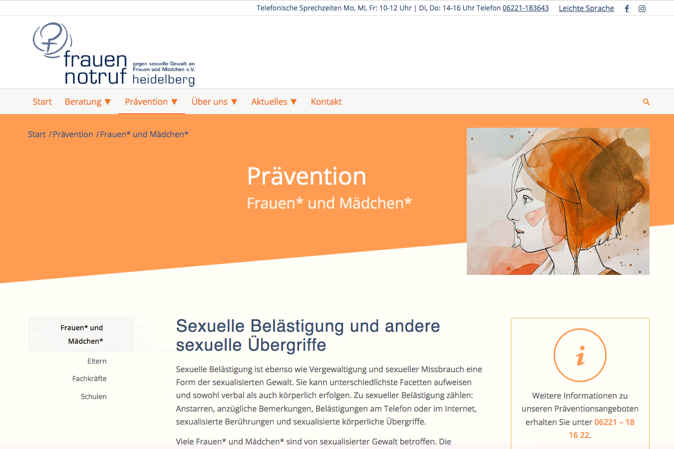 Website vom Frauennotruf Heidelberg e.V.