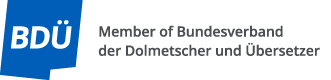 Member logo of the BDÜ (German Federal Association of Interpreters and Translators )