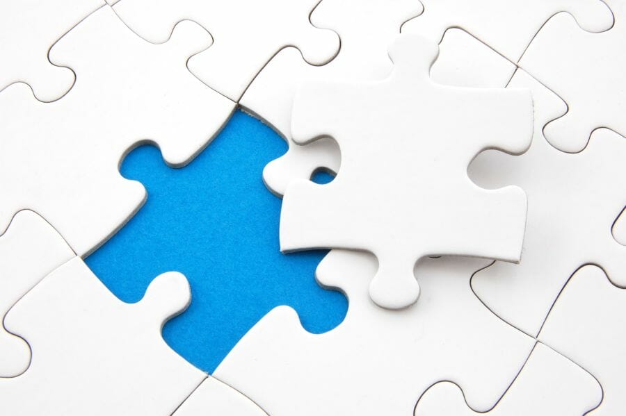 White puzzle: symbolic image of specialist for SAP translation